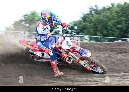 Lommel, Belgique. 28 juillet 2024. Espagnol Jorge Prado photographié en action lors du Grand Prix de motocross MXGP Flanders, course 14/20 du Championnat du monde FIM de Motocross, dimanche 28 juillet 2024 à Lommel. BELGA PHOTO MAARTEN STRAETEMANS crédit : Belga News Agency/Alamy Live News Banque D'Images
