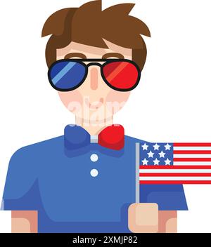 4 juillet garçon Illustration de Vecteur