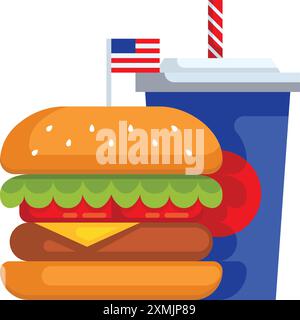 4 juillet Hamburger Illustration de Vecteur