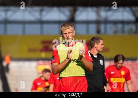 Farum, Danemark. 27 juillet 2024. Lucas Hogsberg du FC Nordsjaelland vu lors du 3F Superliga match entre le FC Nordsjaelland et le FC Midtjylland à droite de Dream Park à Farum. Banque D'Images