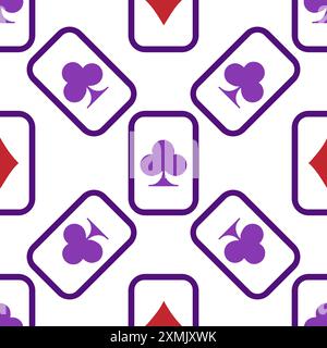 Cartes à jouer violettes tombant modèle sans couture. Illustration de Vecteur