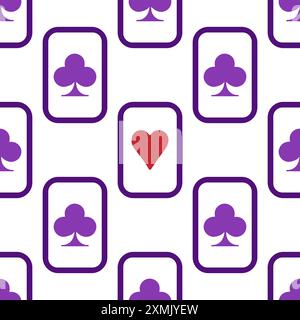 Cartes à jouer violettes tombant modèle sans couture. Illustration de Vecteur