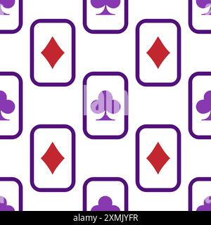 Cartes à jouer violettes tombant modèle sans couture. Illustration de Vecteur