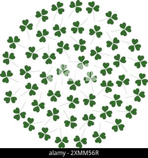 Shamrocks en forme de cercle en vert tendance isolé sur un fond transparent. Idée de toile de fond. Vector cartes de voeux, affiches, bannière, brochure, étiquette de prix, label ou web, concept de design promo Illustration de Vecteur