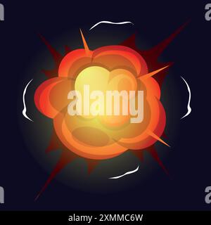 Explosion d'incendie. Éclatement de flamme. Effet de flèche d'arme. Explosion d'une bombe. Puissance de destruction. Épicentre d'éclatement de dynamite. Attaque d'arme de destruction. Magic Bang Illustration de Vecteur