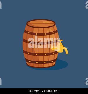 Dessin animé en baril de bière en bois. Illustration vectorielle Illustration de Vecteur