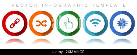 Collection d'icônes vectorielles Web et Internet, icônes diverses telles que la chaîne, les flèches, le doigt, le signal et la puce, modèle d'infographie de conception plate dans eps 1 Illustration de Vecteur