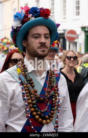 Morris danseur au Warwick Folk Festival, Warwickshire, Royaume-Uni Banque D'Images