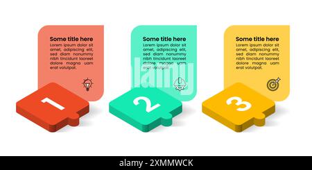 Modèle d'infographie avec icônes et 3 options ou étapes. Peut être utilisé pour la mise en page de flux de travail, le diagramme, la bannière, la conception Web. Illustration vectorielle Illustration de Vecteur