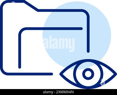 Plieuse et oeil. Examen des dossiers, statistiques des documents. Icône de contour pixel Perfect, modifiable Illustration de Vecteur