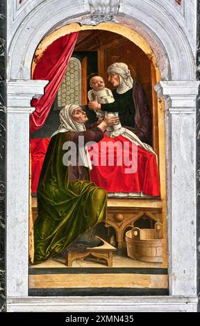 Nascita della Vergine - olio su tavola - Bartolomeo Vivarini - 1474 - Venezia, chiesa di S. Maria Formosa Banque D'Images