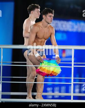 Les britanniques Tom Daley et Noah Williams lors de la finale masculine