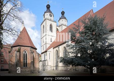 Église St Mary Town et chapelle Corpus Christi, Luther City Wittenberg, Saxe Anhalt, Allemagne Banque D'Images