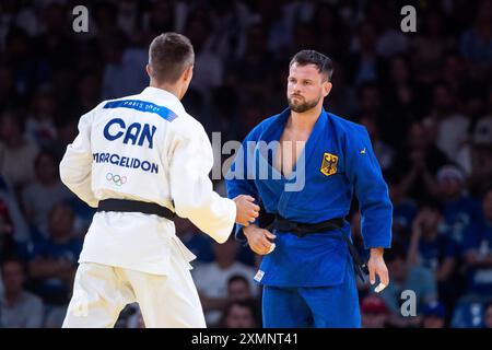 Margelidon Arthur (Kanada, Weiß) vs WANDTKE Igor (Deutschland, blau), FRA, Olympische Spiele Paris 2024, Judo, Herren bis 73 kg, tour préliminaire, 29.07.2024 Foto : Eibner-Pressefoto/Michael Memmler Banque D'Images