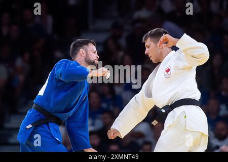 Margelidon Arthur (Kanada, Weiß) vs WANDTKE Igor (Deutschland, blau), FRA, Olympische Spiele Paris 2024, Judo, Herren bis 73 kg, tour préliminaire, 29.07.2024 Foto : Eibner-Pressefoto/Michael Memmler Banque D'Images