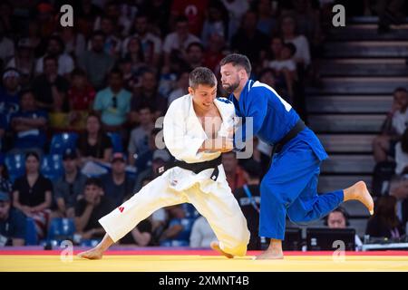 Margelidon Arthur (Kanada, Weiß) vs WANDTKE Igor (Deutschland, blau), FRA, Olympische Spiele Paris 2024, Judo, Herren bis 73 kg, tour préliminaire, 29.07.2024 Foto : Eibner-Pressefoto/Michael Memmler Banque D'Images