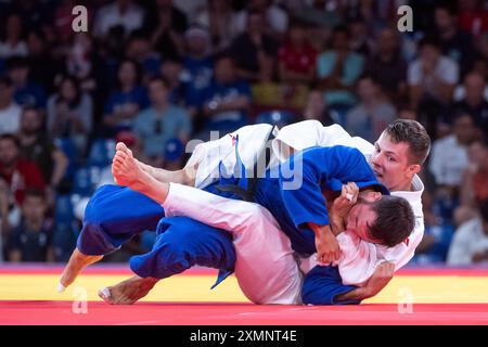 Margelidon Arthur (Kanada, Weiß) vs WANDTKE Igor (Deutschland, blau), FRA, Olympische Spiele Paris 2024, Judo, Herren bis 73 kg, tour préliminaire, 29.07.2024 Foto : Eibner-Pressefoto/Michael Memmler Banque D'Images