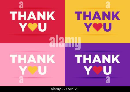 Conception de carte de remerciement avec dessin vintage en forme de coeur pour carte de voeux, vecteur, bannière et affiche Illustration de Vecteur