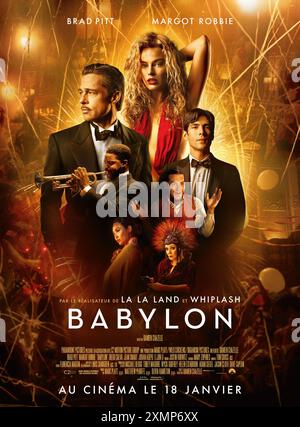 Babylon année : 2022 USA réalisateur : Damien Chazelle Brad Pitt, Margot Robbie, Jovan Adepo, Diego Calva affiche française Banque D'Images