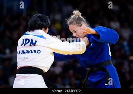 FUNAKUBO Haruka (Japon, Weiß) vs BILODID Daria (Ukraine, blau), FRA, Olympische Spiele Paris 2024, Judo, Damen bis 57 kg, Preliminary Round, 29.07.2024 Foto : Eibner-Pressefoto/Michael Memmler Banque D'Images