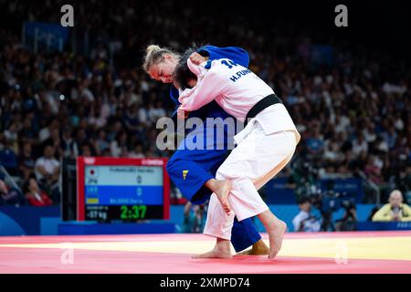 FUNAKUBO Haruka (Japon, Weiß) vs BILODID Daria (Ukraine, blau), FRA, Olympische Spiele Paris 2024, Judo, Damen bis 57 kg, Preliminary Round, 29.07.2024 Foto : Eibner-Pressefoto/Michael Memmler Banque D'Images