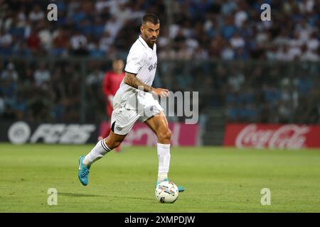 Leonardo Spianazzola de Napoli lors du match amical Napoli et KF Egnatia au stade Teofilo Patini de Castel Di Sangro, dans le centre sud de l'Italie - dimanche 31 juillet 2024. Sport - Soccer . (Photo de Alessandro Garofalo/Lapresse) crédit : LaPresse/Alamy Live News Banque D'Images