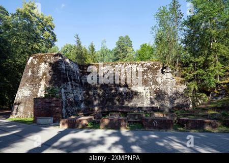 Anciennes fortifications militaires allemandes en partie préservées au milieu de la forêt Banque D'Images