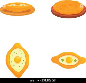 Illustration présentant un assortiment de pains géorgiens emblématiques, y compris le khachapuri Illustration de Vecteur