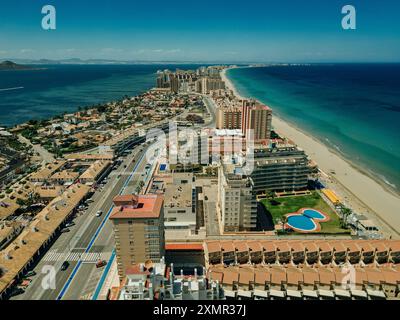 Vue aérienne de la Manga del Mar Menor, région de Murcie, Espagne. Photo de haute qualité Banque D'Images
