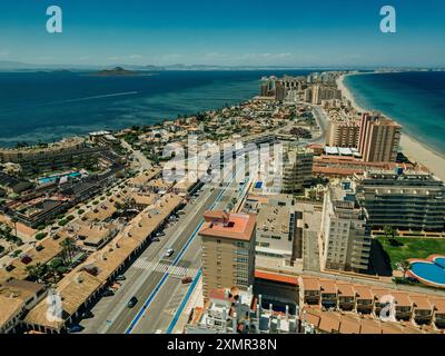 Vue aérienne de la Manga del Mar Menor, région de Murcie, Espagne. Photo de haute qualité Banque D'Images