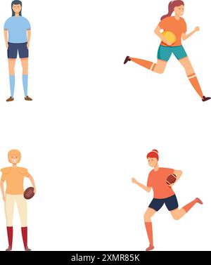 Illustration de quatre athlètes de différents sports posant et en mouvement Illustration de Vecteur