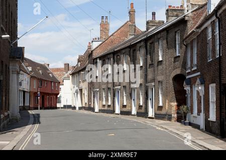 Maisons dans Nelson Street, King's Lynn, Norfolk Banque D'Images