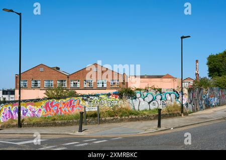 Terrain abandonné dans un coin du Harringay Warehouse District, Londres Royaume-Uni Banque D'Images