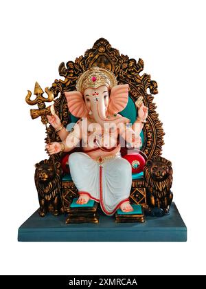 Dieu hindou Ganesha sur fond blanc, Ganesha Idol. Ganesh festival. Banque D'Images