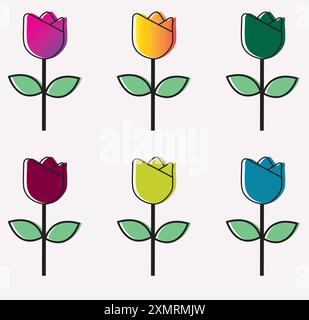FLEUR ROSE JAUNE VERT HAUTE RESULATION Illustration de Vecteur