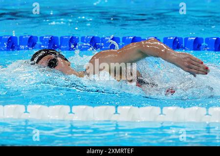Summer McIntosh lors du médaillé individuel féminin du 400M à la Défense Arena de Paris le troisième jour des Jeux Olympiques de Paris 2024 en France. Date de la photo : lundi 29 juillet 2024. Banque D'Images