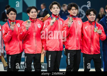 Paris, France. 29 juillet 2024. Lors de la gymnastique artistique, FINALE PAR ÉQUIPE MASCULINE&#39;S, Jeux Olympiques Paris 2024 le 29 juillet 2024 au Bercy Arena à Paris, France crédit : Agence photo indépendante/Alamy Live News Banque D'Images