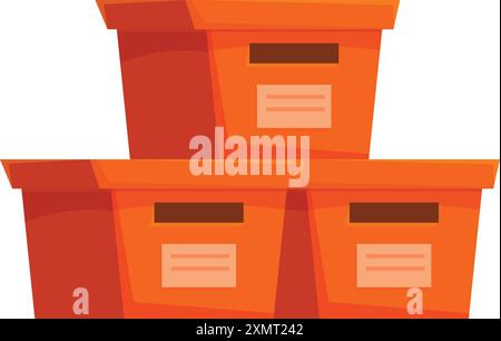 Trois boîtes en carton sont empilées, suggérant une organisation pour le déménagement ou le stockage Illustration de Vecteur