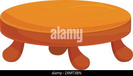 Tabouret rond court avec quatre jambes debout sur fond blanc Illustration de Vecteur