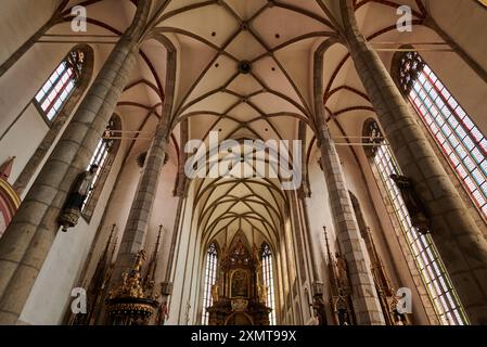 Église Vitus cathédrale gothique, monument culturel national à Cesky Krumlov, région de Bohême du sud de la République tchèque, le 28 juillet 2024 Banque D'Images