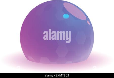 Sphère abstraite violette et bleue brillante sur fond blanc avec un motif hexagonal Illustration de Vecteur