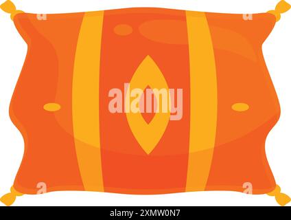 Oreiller arabe doux et accueillant, arborant une couleur orange éclatante et une broderie d'or complexe, symbolisant la chaleur et l'accueil Illustration de Vecteur