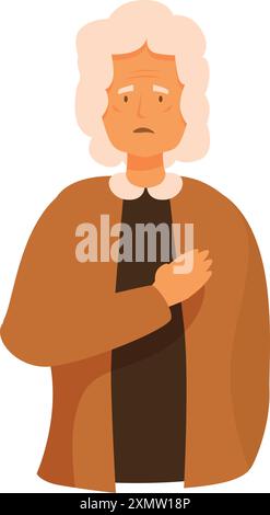 Femme âgée ayant une crise cardiaque, se sentant mal, tenant sa poitrine, souffrant de douleur Illustration de Vecteur