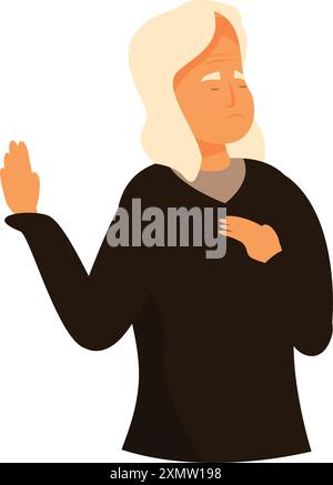 Une femme âgée serre sa poitrine dans l'inconfort, signalant un problème de santé potentiel Illustration de Vecteur