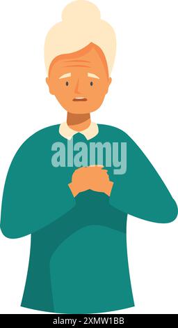 Une femme âgée serre sa poitrine dans la douleur, son visage contorsionné dans l'inconfort Illustration de Vecteur