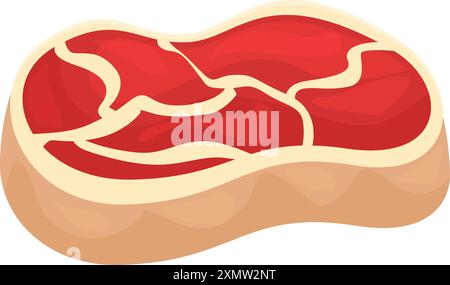 Le steak de viande rouge crue fraîche avec des couches de graisse est couché sur fond blanc Illustration de Vecteur