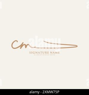 Modèle de logo de signature CM Illustration de Vecteur