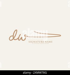 Modèle de logo de signature DW Illustration de Vecteur