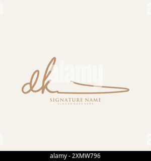 Modèle de logo de signature DK Illustration de Vecteur