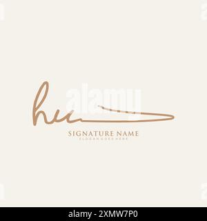 Modèle de logo de signature HU Illustration de Vecteur